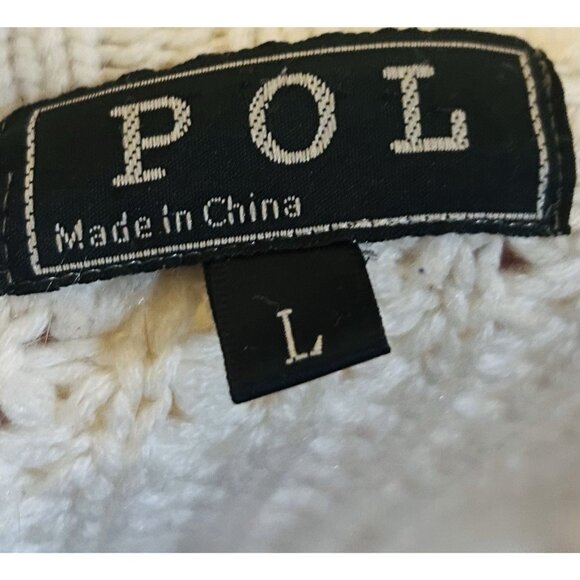 POL Chunky Cable-Knit Grandpa Cardigan – Cream/Ivory – Size L Cozy Vintage Vibe - Picture 2 of 15